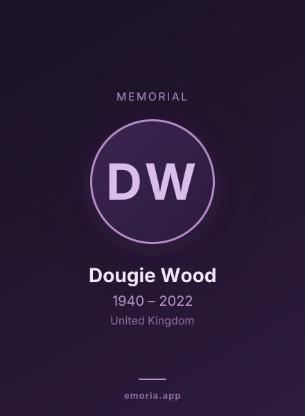Memorial portrait of Dougie Wood