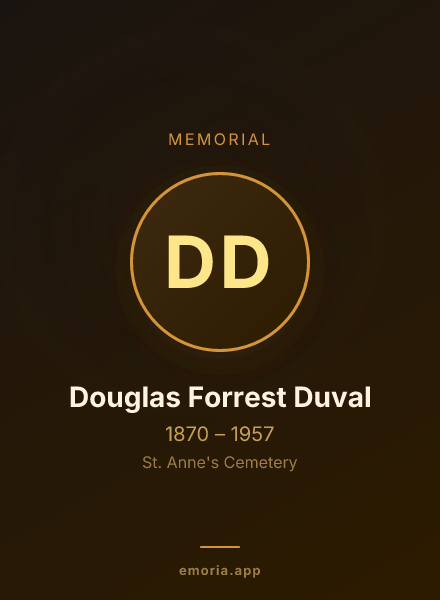 Memorial portrait of Douglas Forrest Duval