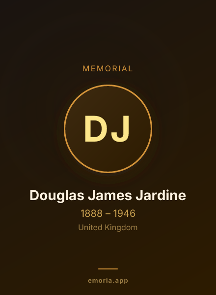 Memorial portrait of Douglas James Jardine
