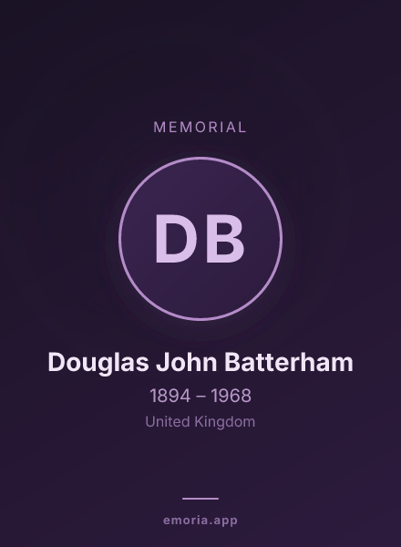 Memorial portrait of Douglas John Batterham