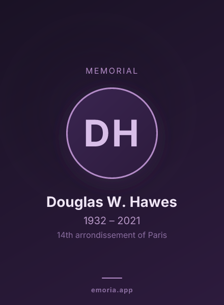 Memorial portrait of Douglas W. Hawes