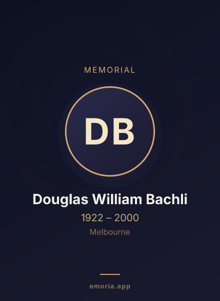 Memorial portrait of Douglas William Bachli