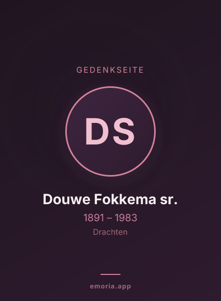 Gedenkportrait von Douwe Fokkema sr.