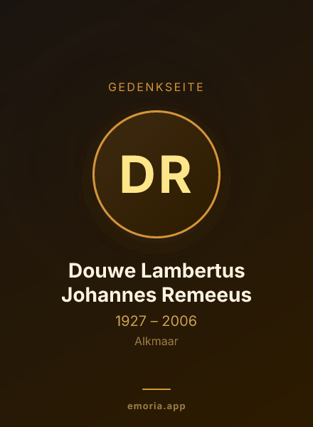 Gedenkportrait von Douwe Lambertus Johannes Remeeus