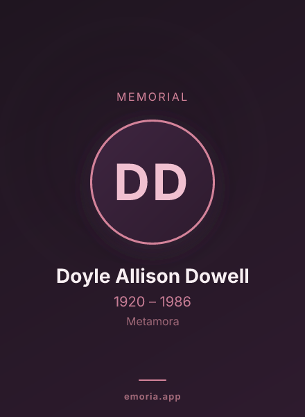 Memorial portrait of Doyle Allison Dowell