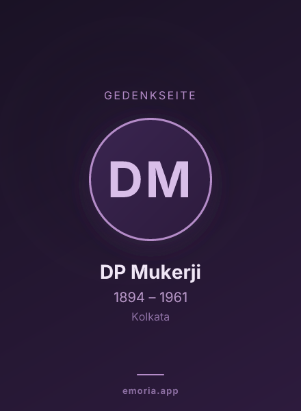 Gedenkportrait von DP Mukerji