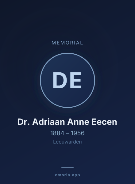 Memorial portrait of Dr. Adriaan Anne Eecen