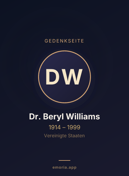 Gedenkportrait von Dr. Beryl Williams