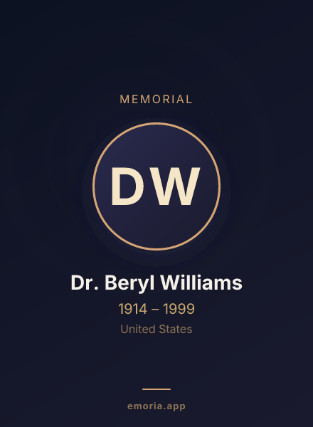 Memorial portrait of Dr. Beryl Williams