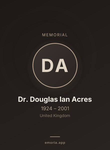 Memorial portrait of Dr. Douglas Ian Acres