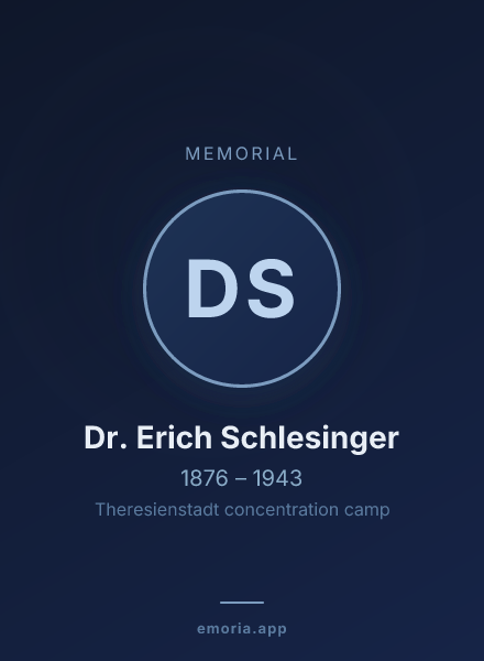 Memorial portrait of Dr. Erich Schlesinger