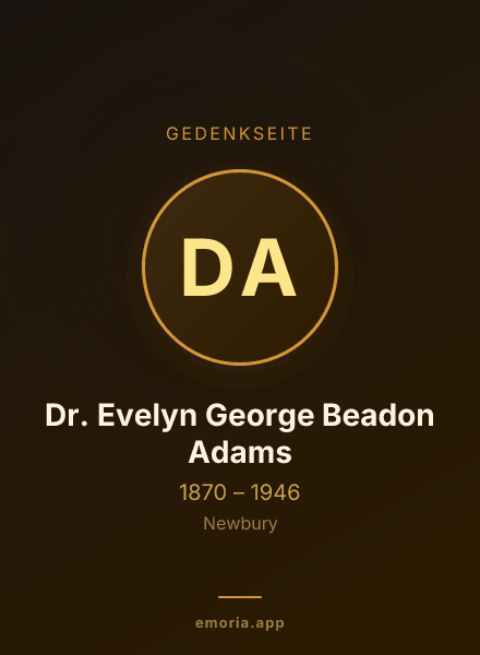 Gedenkportrait von Dr. Evelyn George Beadon Adams