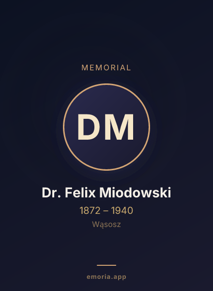Memorial portrait of Dr. Felix Miodowski
