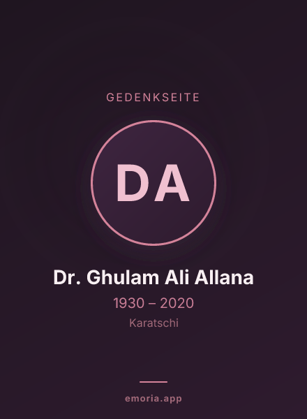 Gedenkportrait von Dr. Ghulam Ali Allana