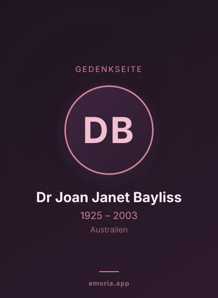 Gedenkportrait von Dr Joan Janet Bayliss
