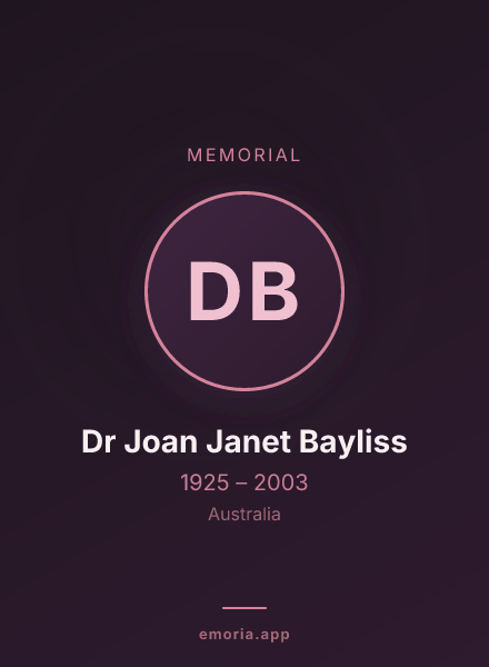 Memorial portrait of Dr Joan Janet Bayliss