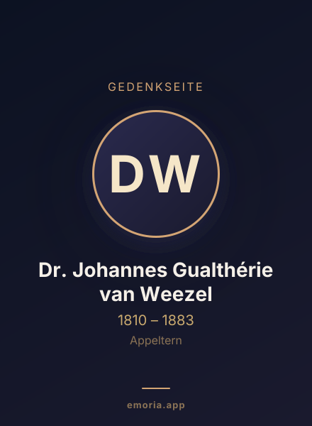 Gedenkportrait von Dr. Johannes Gualthérie van Weezel
