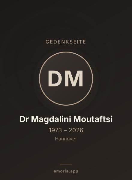 Gedenkportrait von Dr Magdalini Moutaftsi