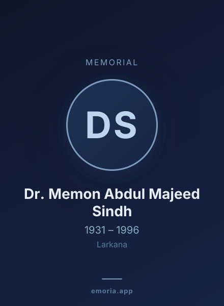 Memorial portrait of Dr. Memon Abdul Majeed Sindh