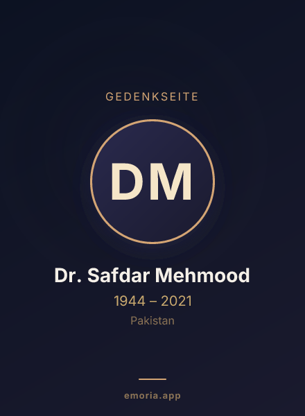 Gedenkportrait von Dr. Safdar Mehmood