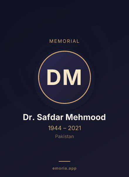 Memorial portrait of Dr. Safdar Mehmood