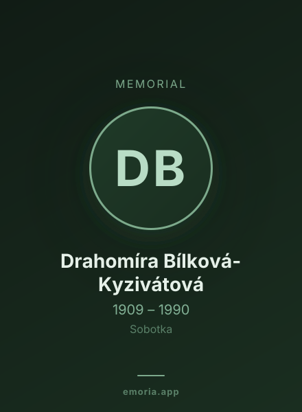 Memorial portrait of Drahomíra Bílková-Kyzivátová