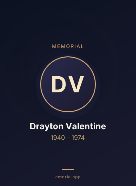 Memorial portrait of Drayton Valentine