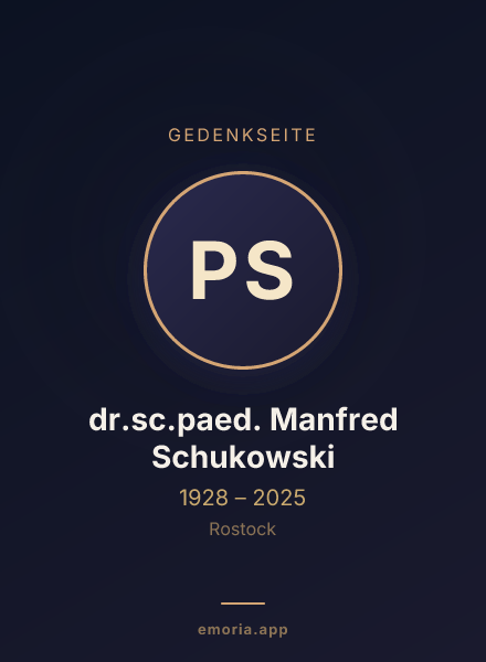 Gedenkportrait von Prof. dr.sc.paed. Manfred Schukowski