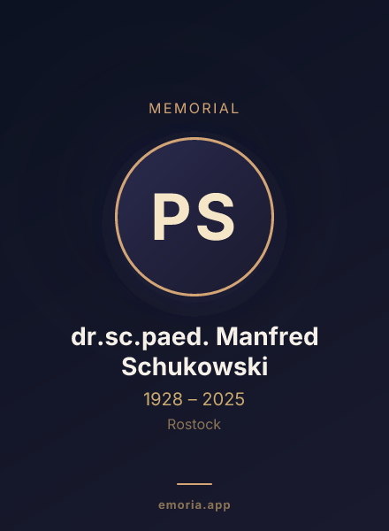 Memorial portrait of Prof. dr.sc.paed. Manfred Schukowski