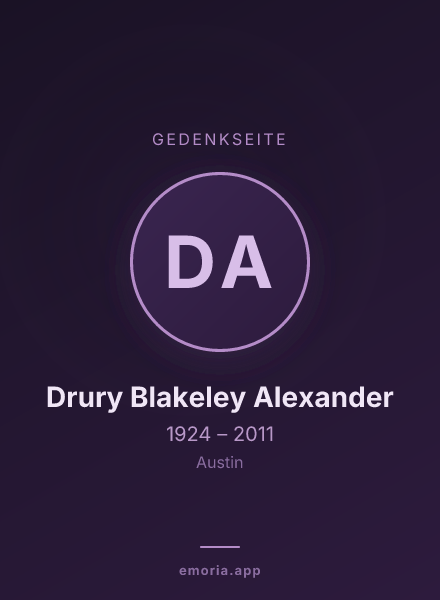 Gedenkportrait von Drury Blakeley Alexander