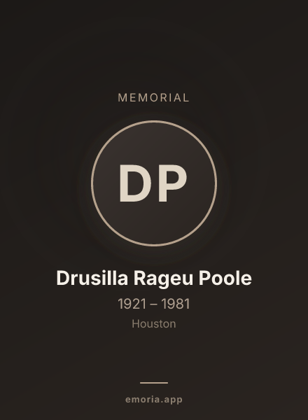Memorial portrait of Drusilla Rageu Poole