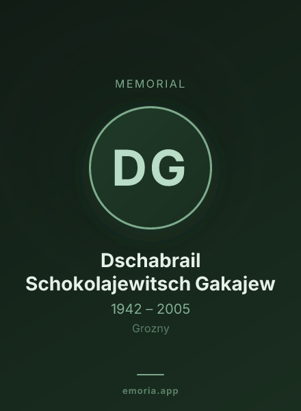 Memorial portrait of Dschabrail Schokolajewitsch Gakajew