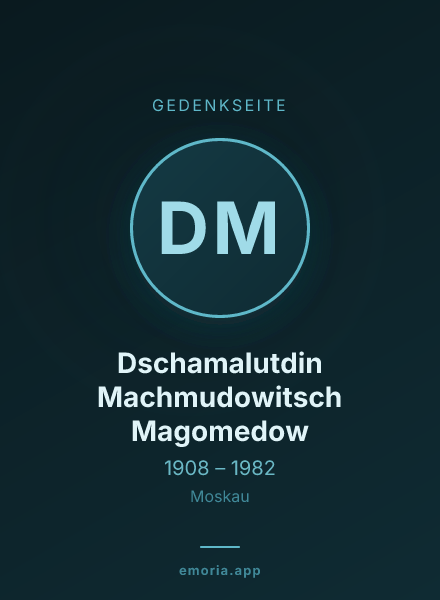 Gedenkportrait von Dschamalutdin Machmudowitsch Magomedow