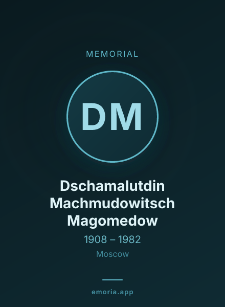 Memorial portrait of Dschamalutdin Machmudowitsch Magomedow
