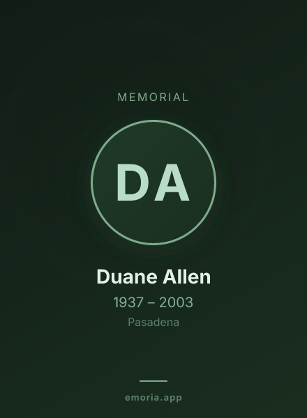 Memorial portrait of Duane Allen