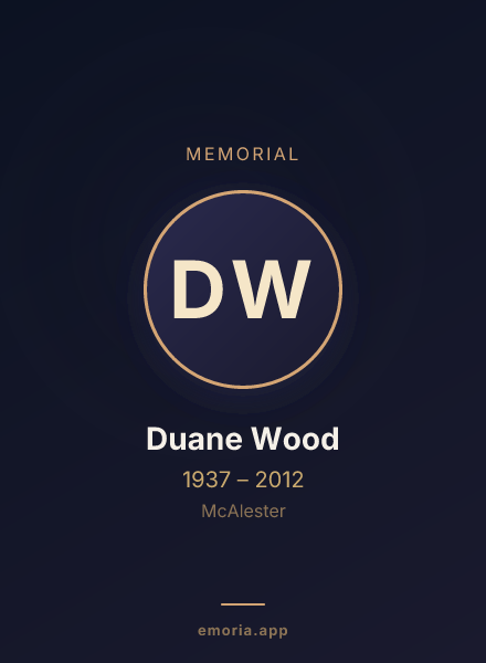 Memorial portrait of Duane Wood