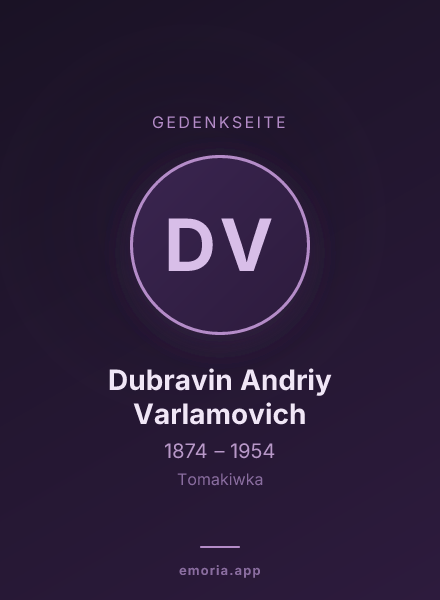 Gedenkportrait von Dubravin Andriy Varlamovich