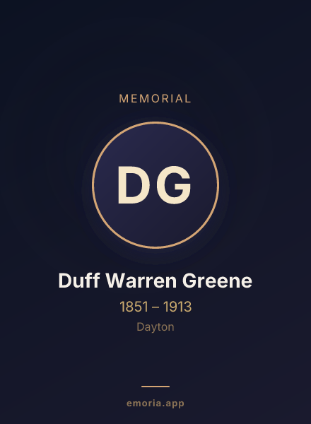 Memorial portrait of Duff Warren Greene