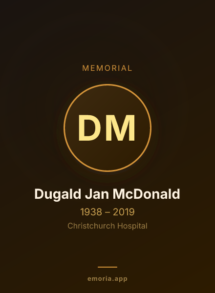 Memorial portrait of Dugald Jan McDonald