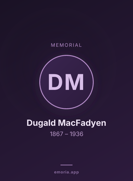 Memorial portrait of Dugald MacFadyen