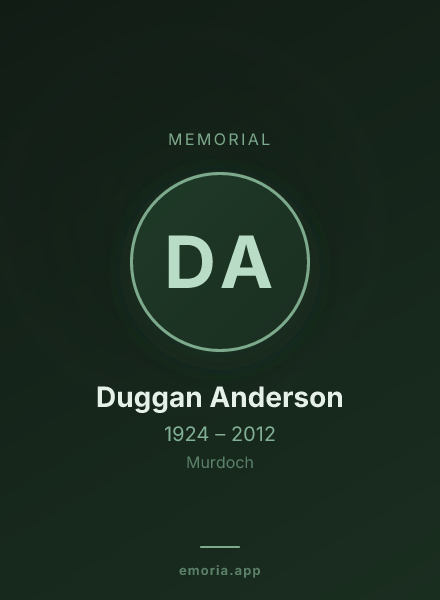 Memorial portrait of Duggan Anderson