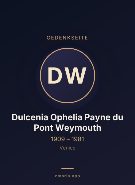 Gedenkportrait von Dulcenia Ophelia Payne du Pont Weymouth