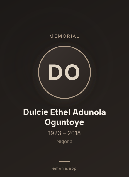 Memorial portrait of Dulcie Ethel Adunola Oguntoye