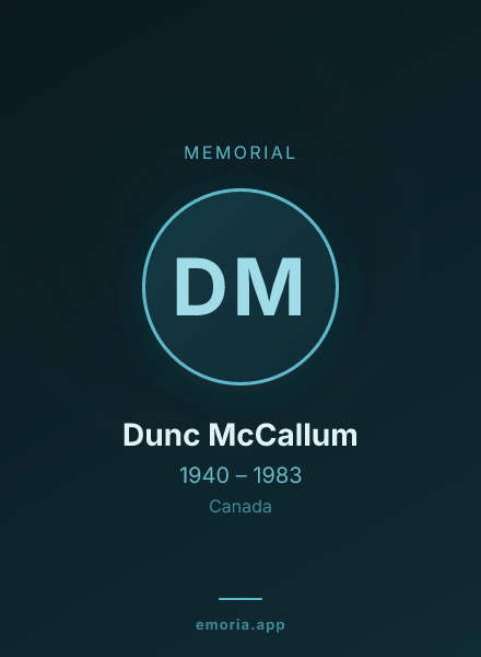 Memorial portrait of Dunc McCallum