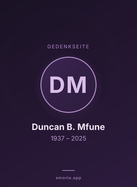 Gedenkportrait von Duncan B. Mfune