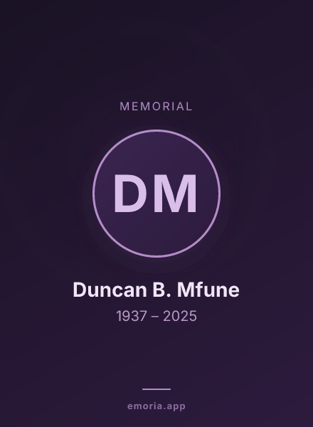 Memorial portrait of Duncan B. Mfune