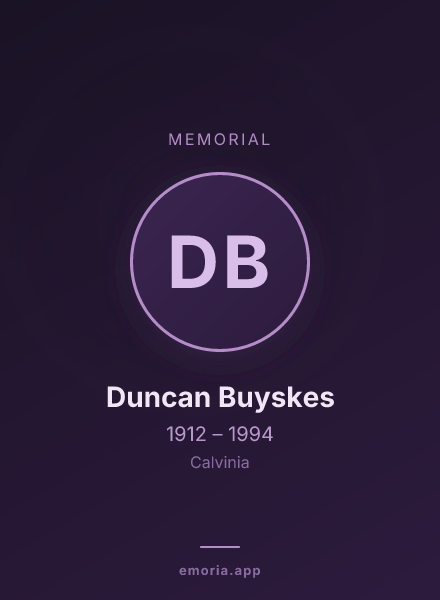 Memorial portrait of Duncan Buyskes