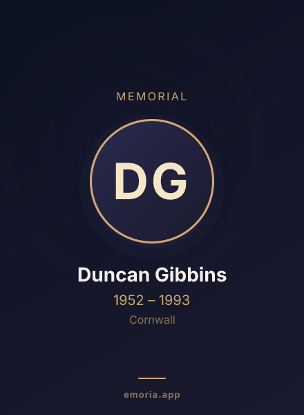 Memorial portrait of Duncan Gibbins