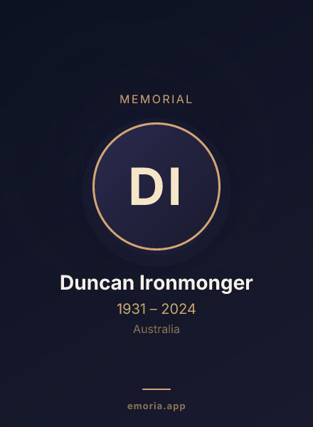 Memorial portrait of Duncan Ironmonger
