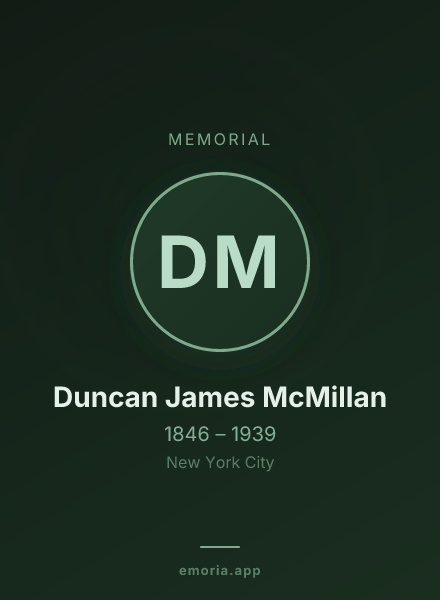 Memorial portrait of Duncan James McMillan